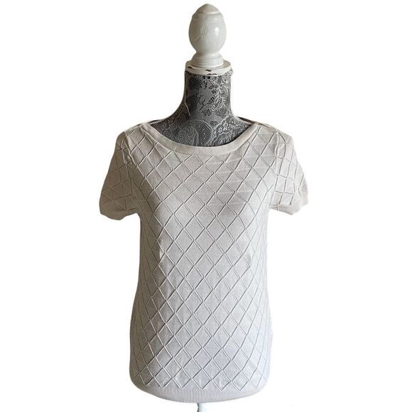 Modcloth Tops - MODCLOTH Pointelle Short Sleeve Top Ivory Size Small